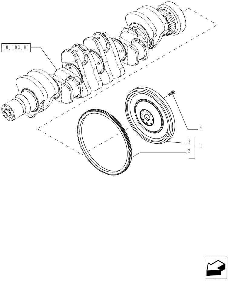 Схема запчастей Case IH P140 - (10.103.02) - FLYWHEEL - ENGINE (10) - ENGINE