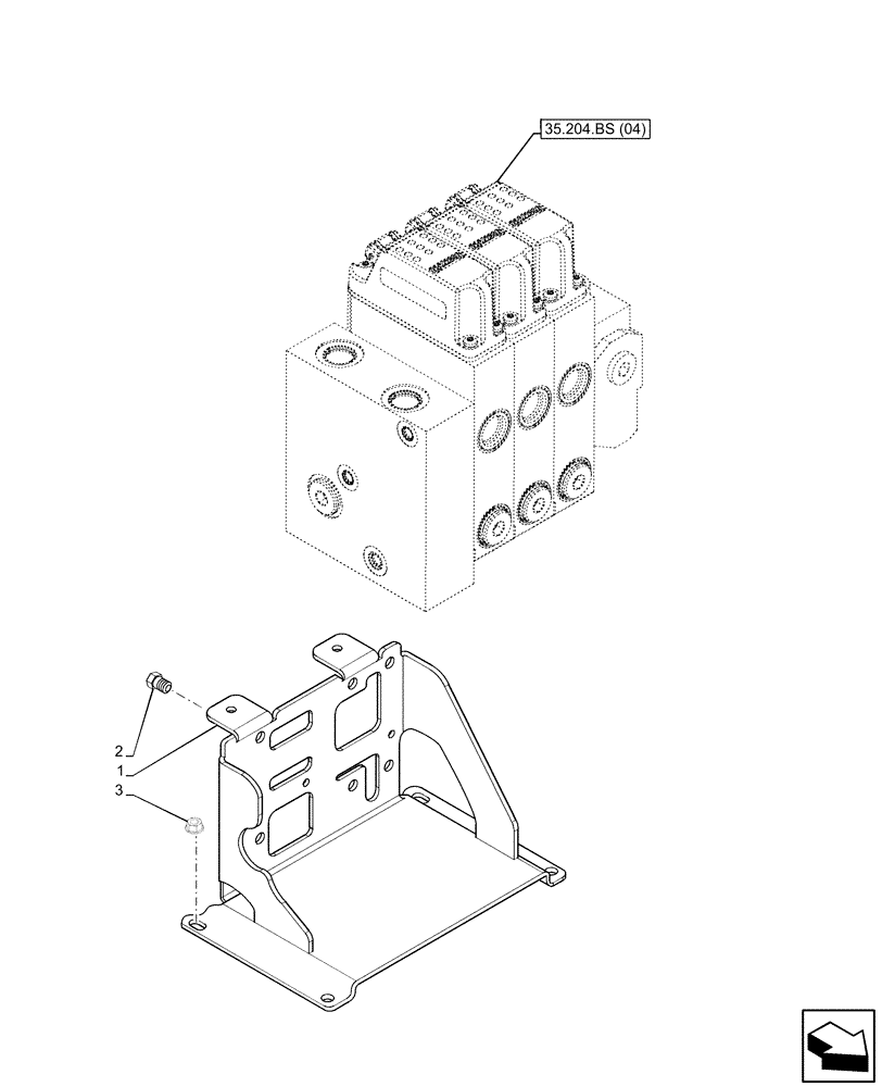 Схема запчастей Case IH MAXXUM 110 - (35.204.BS[02]) - VAR - 743690 - 3 ELECTRONIC MID MOUNTED VALVES (35) - HYDRAULIC SYSTEMS