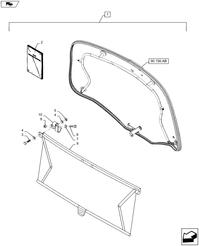 Схема запчастей Case IH MAXXUM 120 - (88.100.90[12]) - DIA KIT - SUNBLIND FOR REAR WINDOW (88) - ACCESSORIES