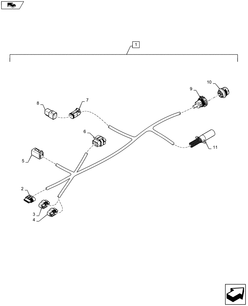 Схема запчастей Case IH 1245 - (55.635.AE[02]) - HARNESS HITCH ISOBUS (55) - ELECTRICAL SYSTEMS