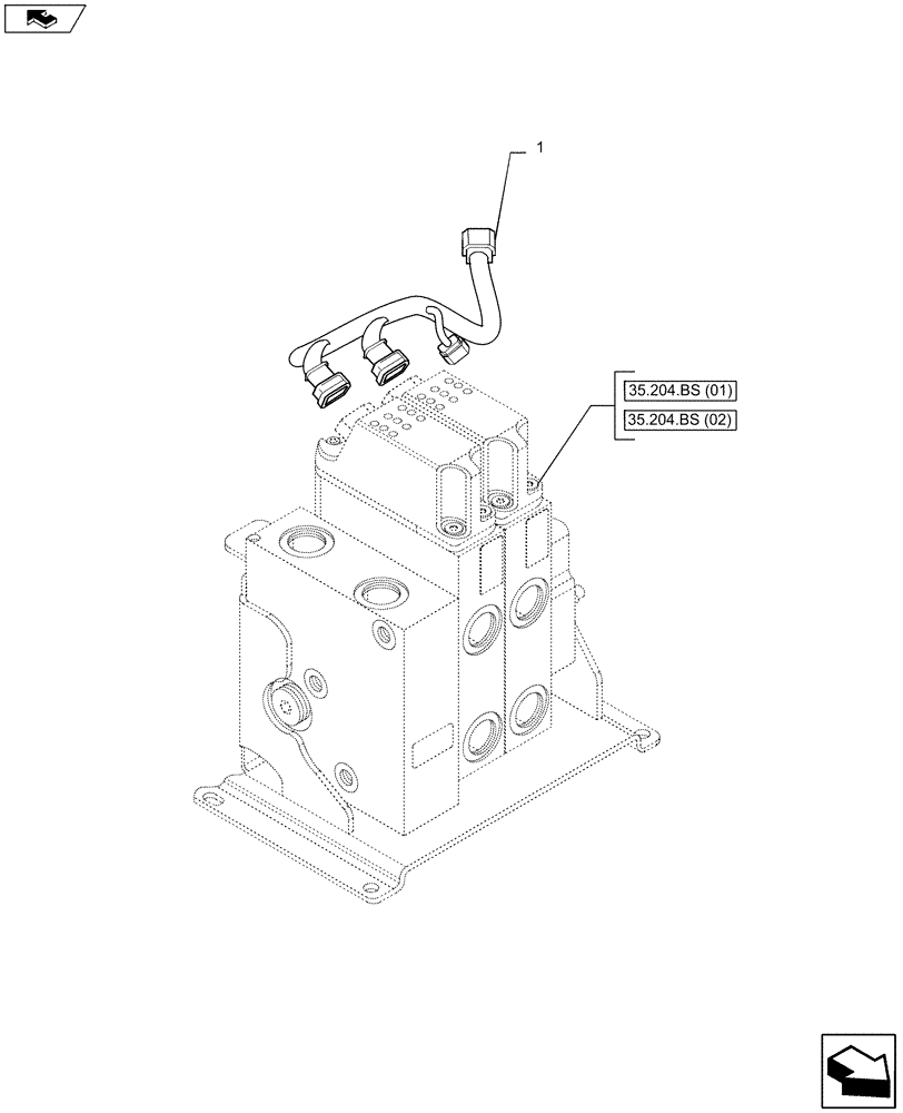 Схема запчастей Case IH MAXXUM 110 - (55.035.AF) - VAR - 330560, 330561, 333560, 333561 - REMOTE VALVE HARNESS (55) - ELECTRICAL SYSTEMS