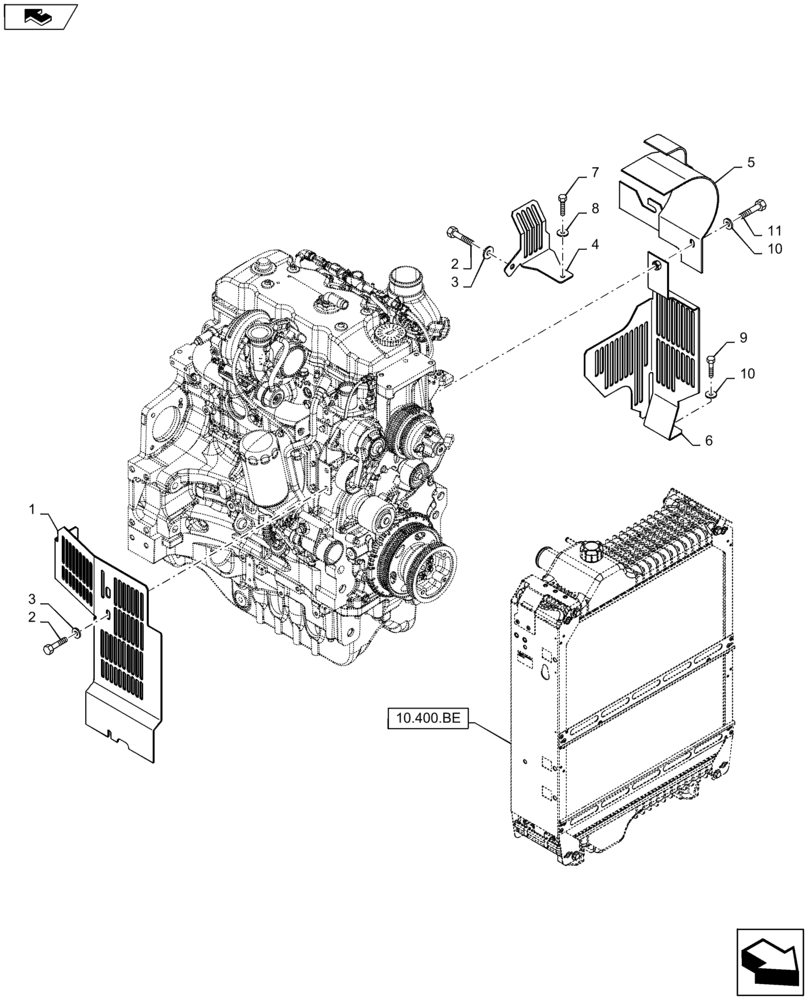 Схема запчастей Case IH MAXXUM 125 - (90.102.AG[02]) - VAR - 332727, 332737, 332739 - ENGINE GUARDS (90) - PLATFORM, CAB, BODYWORK AND DECALS