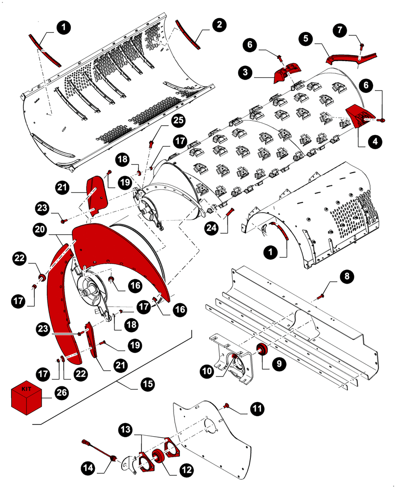 Схема запчастей Case IH 7230 - (05.100.04[J09]) - 7230 8230 9230 - MAINTENANCE PARTS, ROTOR (05) - SERVICE & MAINTENANCE