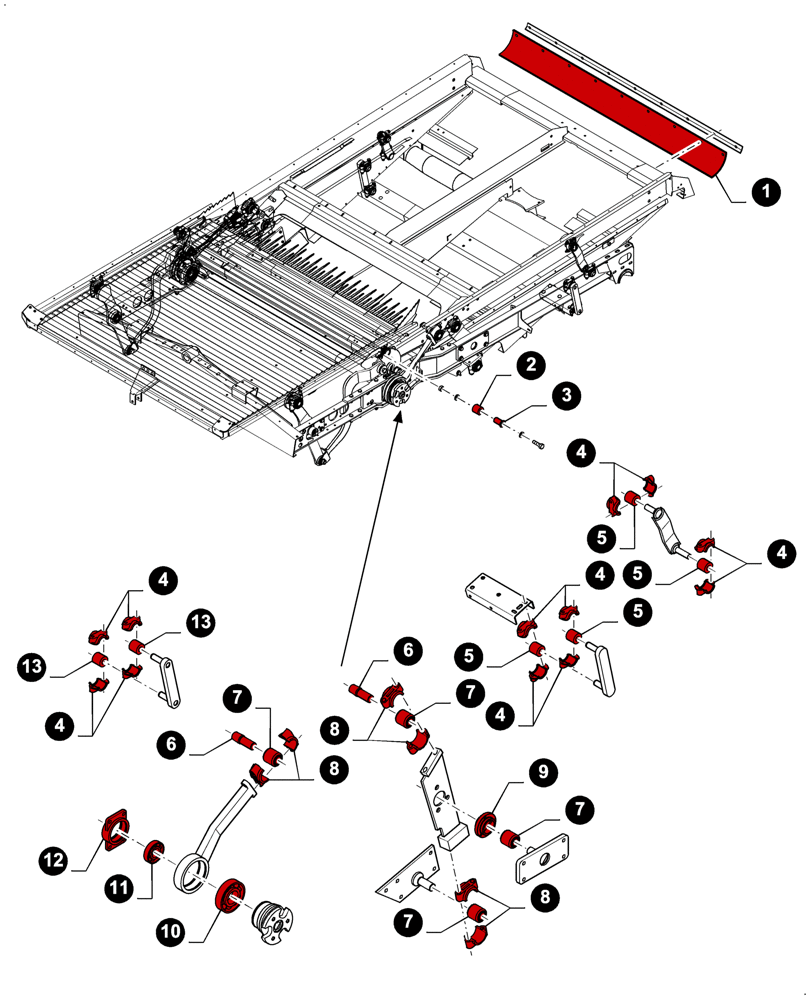 Схема запчастей Case IH 9230 - (05.100.04[J14]) - 7230 8230 9230 - MAINTENANCE PARTS, SHAKER SHOE (05) - SERVICE & MAINTENANCE