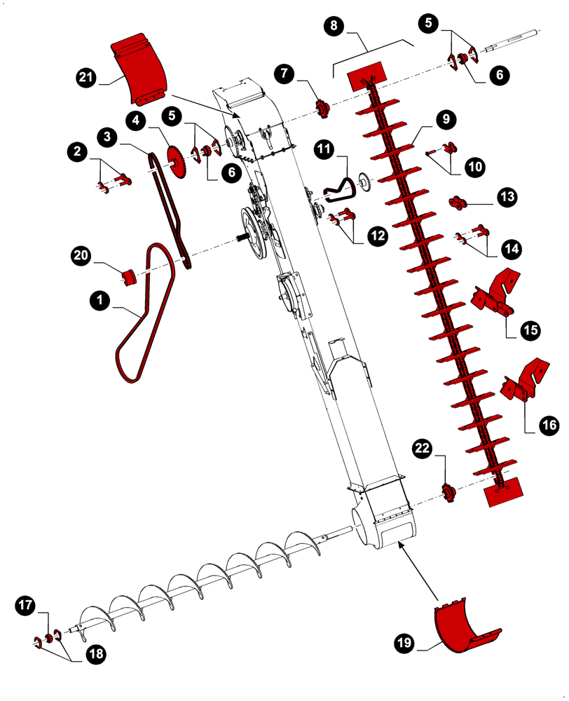 Схема запчастей Case IH 7230 - (05.100.04[J03]) - 7230 8230 9230 - MAINTENANCE PARTS, GRAIN ELEVATOR (05) - SERVICE & MAINTENANCE