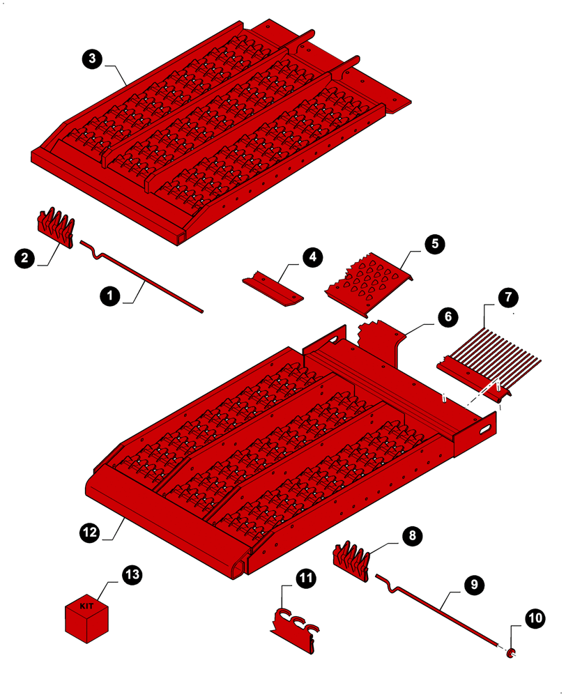 Схема запчастей Case IH 7230 - (05.100.04[J11]) - 7230 8230 9230 - MAINTENANCE PARTS, PRE-SIEVES & UPPER SIEVES (05) - SERVICE & MAINTENANCE