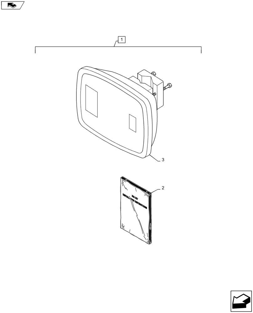 Схема запчастей Case IH MAXXUM 125 - (88.100.90[14]) - DIA KIT - MIRROR FOR TRAILER HITCH (88) - ACCESSORIES