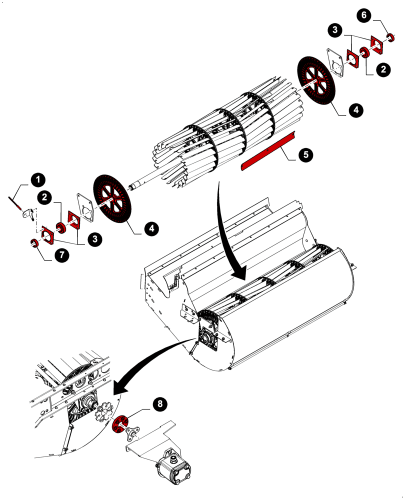 Схема запчастей Case IH 8230 - (05.100.04[J15]) - 7230 8230 9230 - MAINTENANCE PARTS, CLEANING FAN (05) - SERVICE & MAINTENANCE