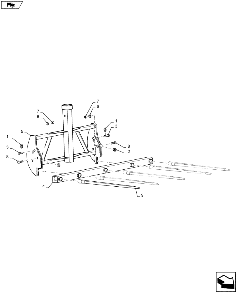 Схема запчастей Case IH L735 - (82.300.AQ[13]) - VAR - 730405006 - SQUARE BALE FORK 55" (82) - FRONT LOADER & BUCKET