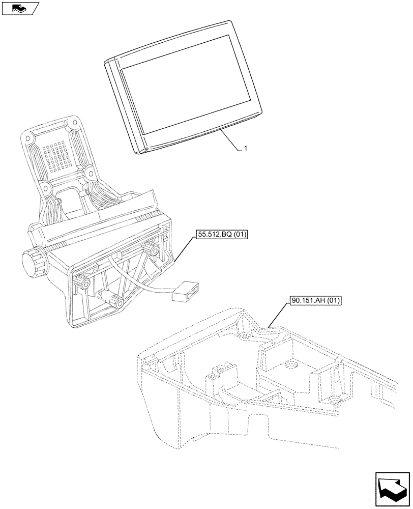 Схема запчастей Case IH MAXXUM 120 - (55.512.BQ[02]) - VAR - 330668-330688 - DISPLAY (55) - ELECTRICAL SYSTEMS