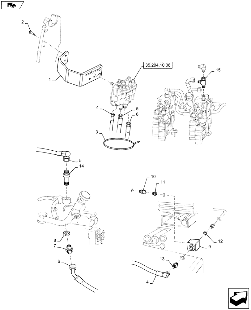 Схема запчастей Case IH L580 - (35.204.BJ) - VAR - 713640006 - ERGODRIVE LCS OPEN CENTER - FARMALL 110A, 120A, 125A, 140A (35) - HYDRAULIC SYSTEMS