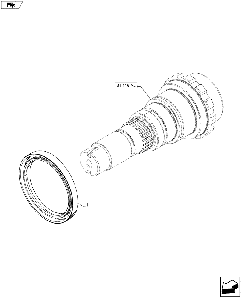 Схема запчастей Case IH MAXXUM 110 - (31.116.AL[03]) - VAR - 334294, 334295, 390201 - POWER TAKE OFF (PTO) - SEAL OIL (31) - IMPLEMENT POWER TAKE OFF