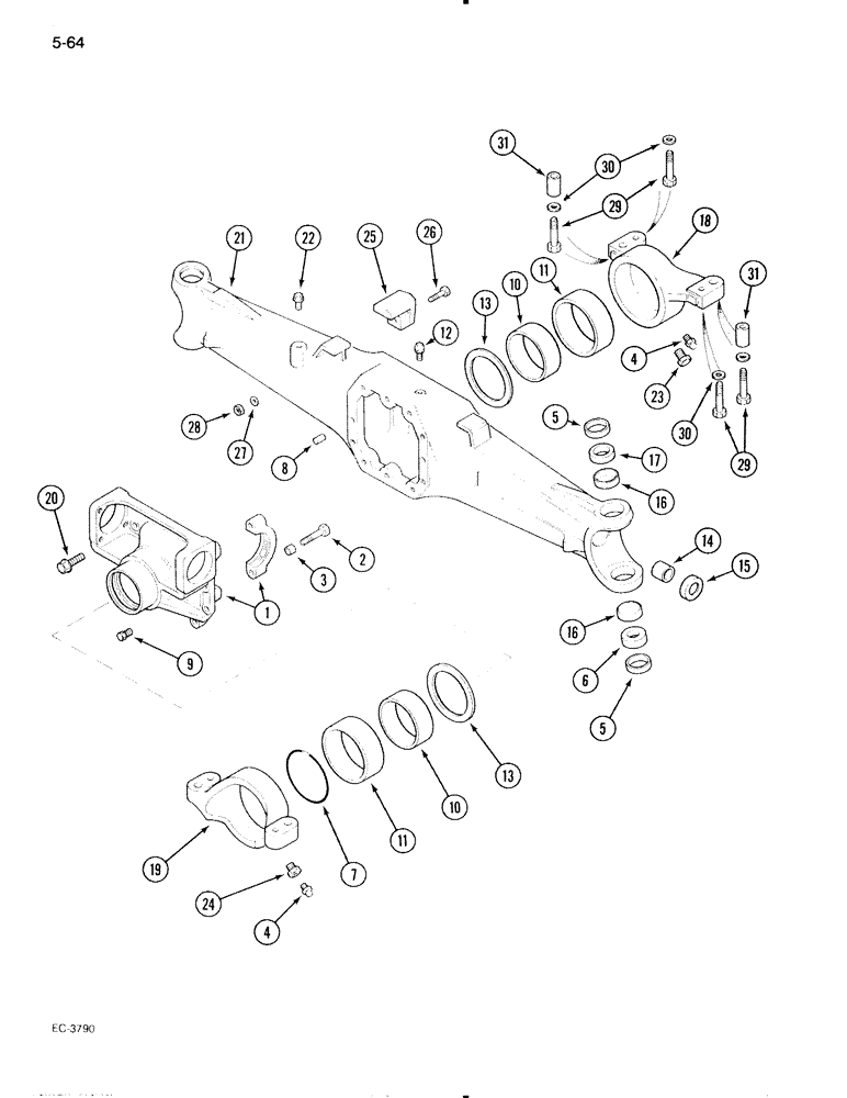 Схема запчастей Case IH 595 - (5-64) - MECHANICAL FRONT DRIVE CARRARO, AXLE ASSEMBLY (05) - STEERING