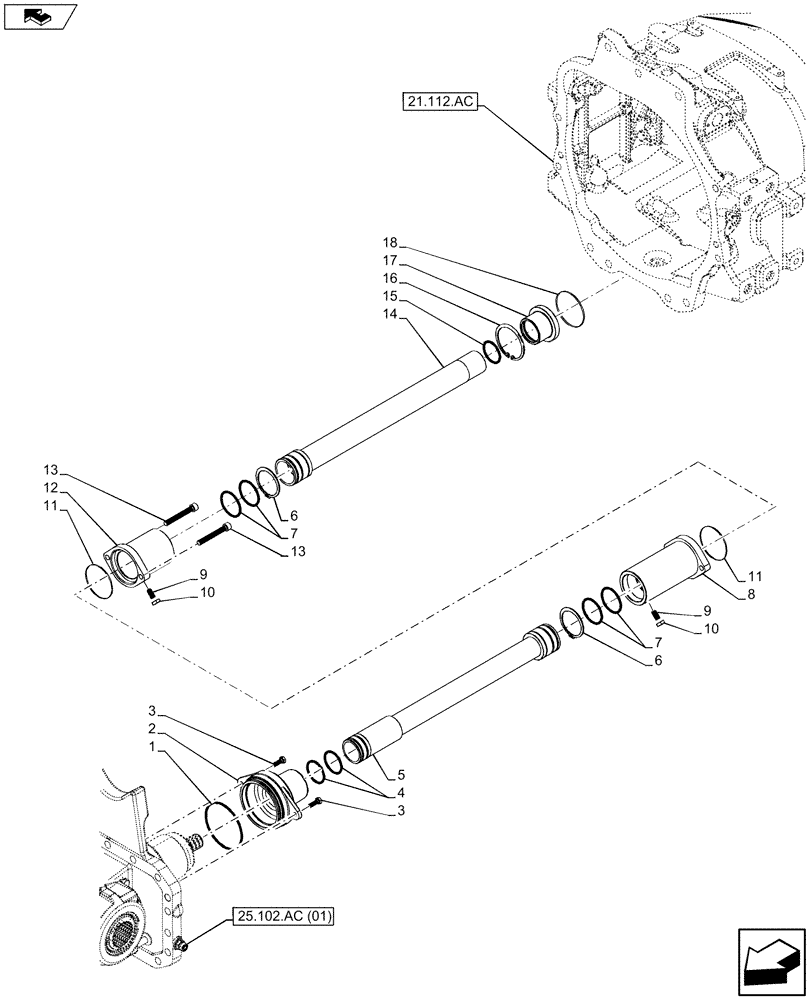 Схема запчастей Case IH MAXXUM 120 - (23.314.AG[01]) - VAR - 330448 - DRIVE SHAFT (23) - FOUR WHEEL DRIVE SYSTEM