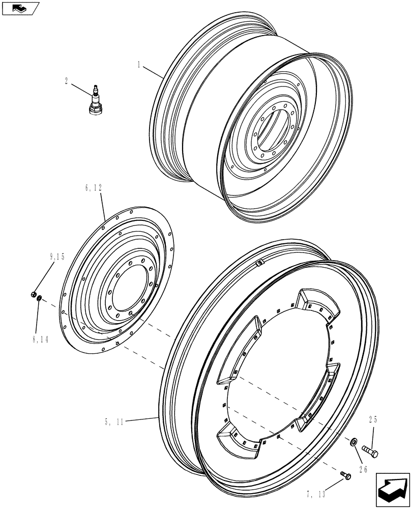 Схема запчастей Case IH MAGNUM 340 - (44.520.AB[01]) - REAR WHEELS (44) - WHEELS