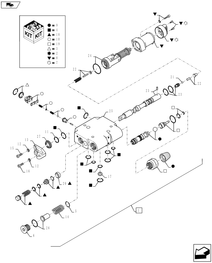 Схема запчастей Case IH MAXXUM 140 - (35.204.BE[23]) - MECHANICAL CONTROL VALVE ELEMENT - BREAKDOWN (35) - HYDRAULIC SYSTEMS