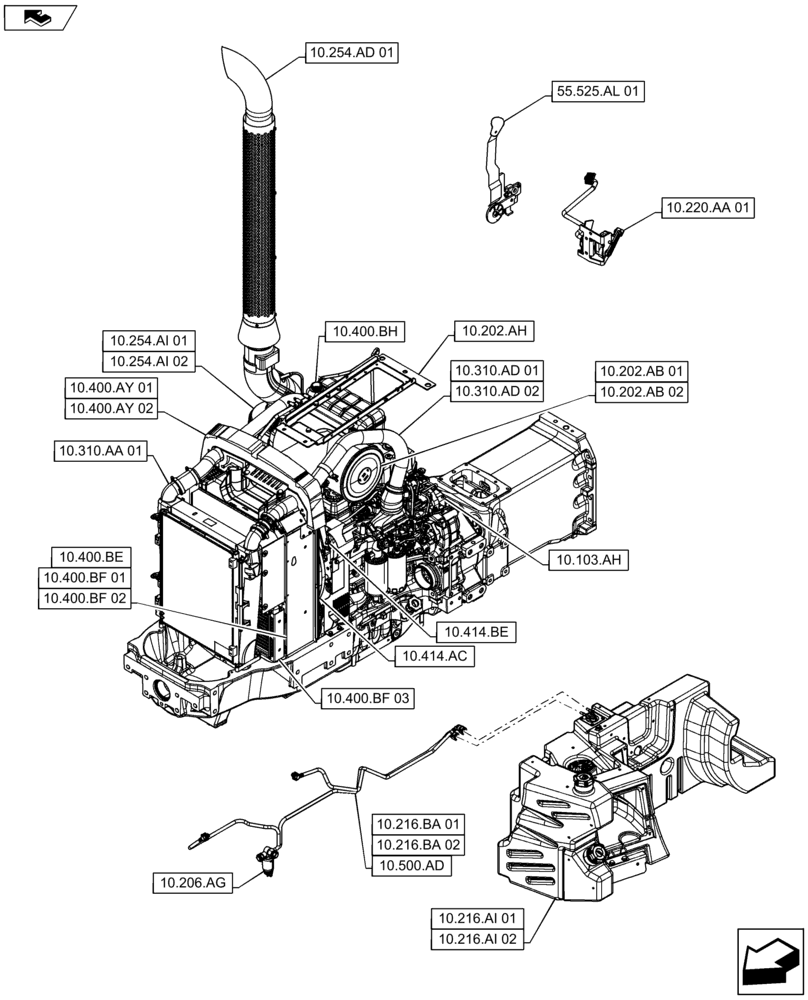 Схема запчастей Case IH MAXXUM 140 - (00.000.10) - PICTORIAL INDEX - ENGINE (00) - GENERAL & PICTORIAL INDEX