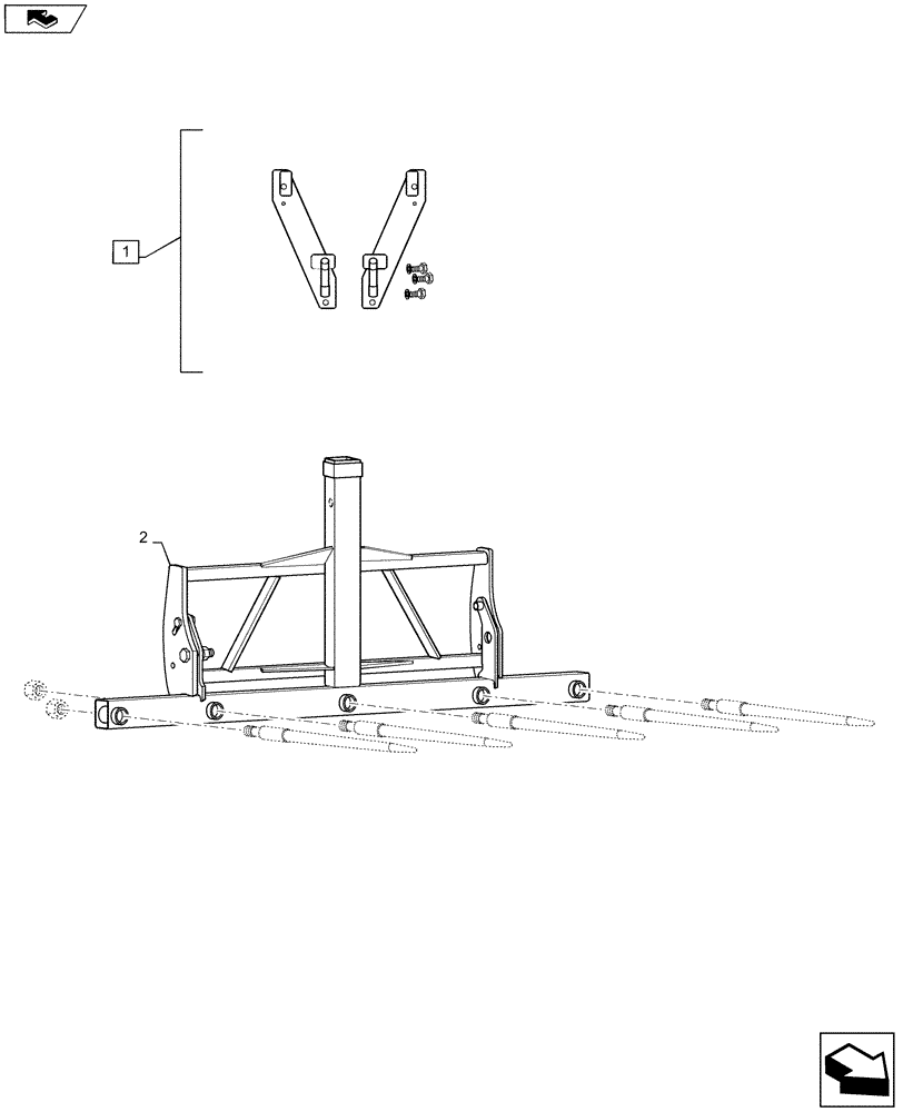 Схема запчастей Case IH L735 - (82.300.AQ[04]) - VAR - 717489006 - 75" WIDE SQUARE BALE FORK 5 TINE (82) - FRONT LOADER & BUCKET