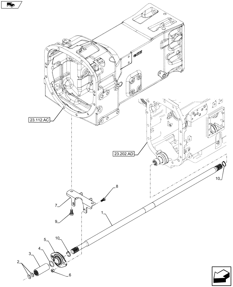 Схема запчастей Case IH MAXXUM 110 - (23.314.AH) - VAR - 330448 - DRIVE SHAFT (23) - FOUR WHEEL DRIVE SYSTEM