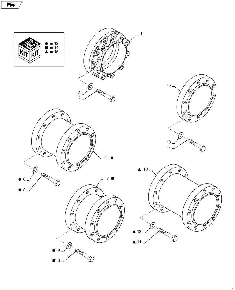 Схема запчастей Case IH MAGNUM 3154 - (44.520.AA) - DUAL REAR WHEEL - SPACERS (44) - WHEELS