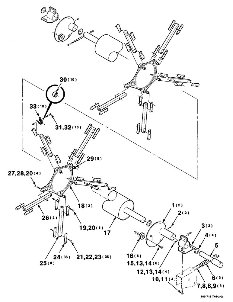 Схема запчастей Case IH 425 - (9-14) - PICKUP REEL MOUNTING AND CAM ASSEMBLY, 25 FOOT (58) - ATTACHMENTS/HEADERS