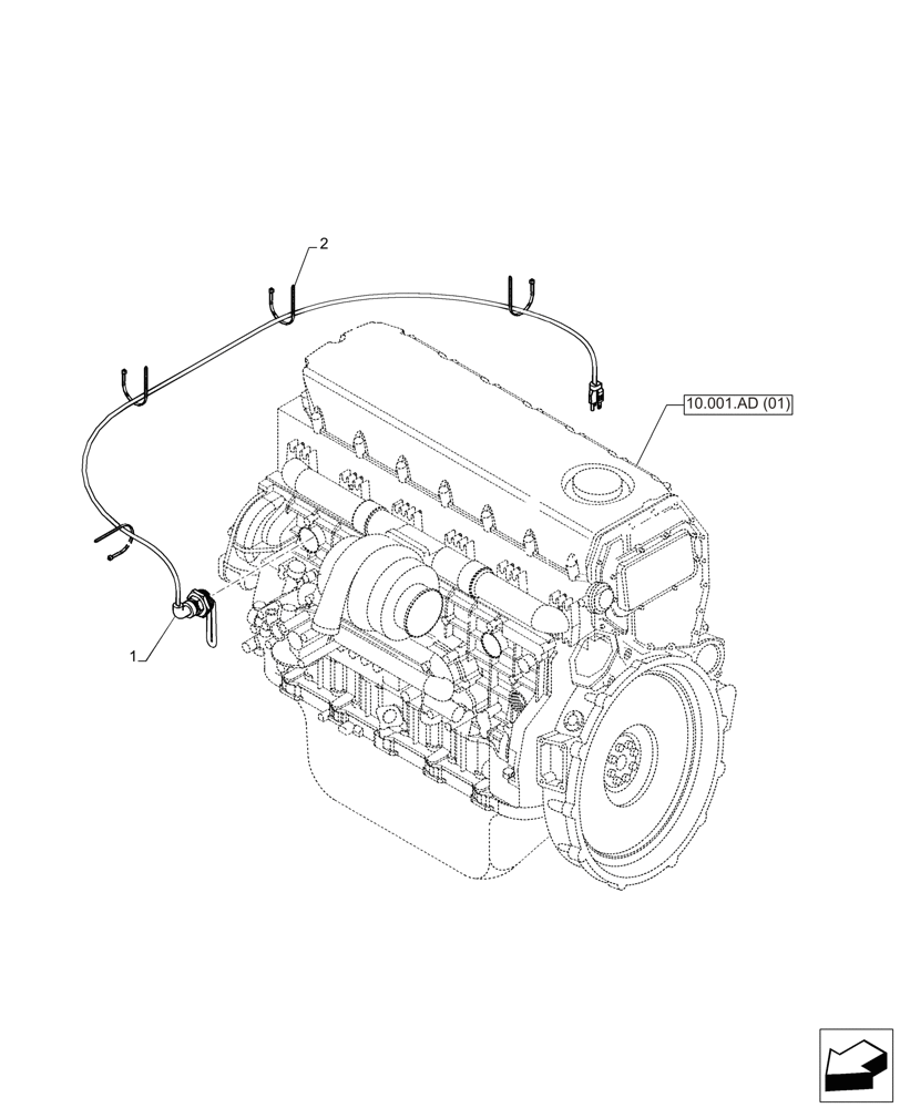 Схема запчастей Case IH F2CFA613A E001 - (10.400.AE[02]) - COOLANT HEATER (10) - ENGINE