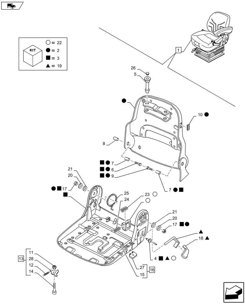 Схема запчастей Case IH MAXXUM 140 - (90.120.AM[01]) - DELUXE SEAT WITH MECHANICAL SUSPENSION, BELT AND SWITCH - BREAKDOWN - END YR 02-OCT-2014 (90) - PLATFORM, CAB, BODYWORK AND DECALS