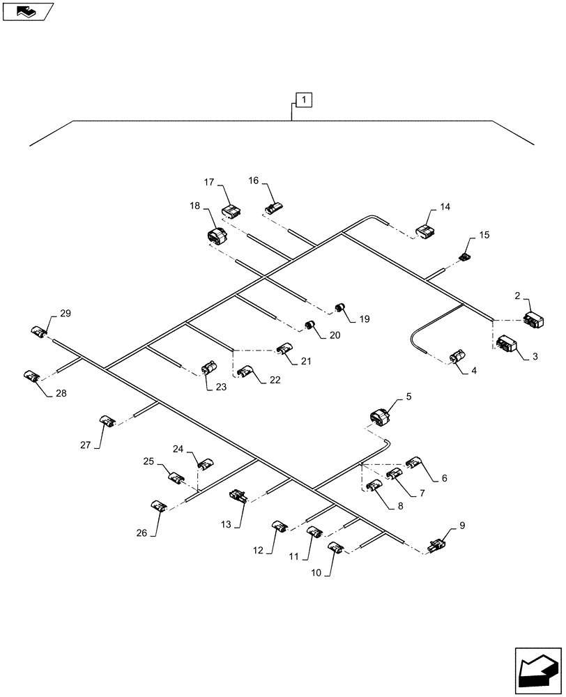 Схема запчастей Case IH 1245 - (55.101.AC[02]) - TOOL BAR HARNESS FOR 24/20 (55) - ELECTRICAL SYSTEMS