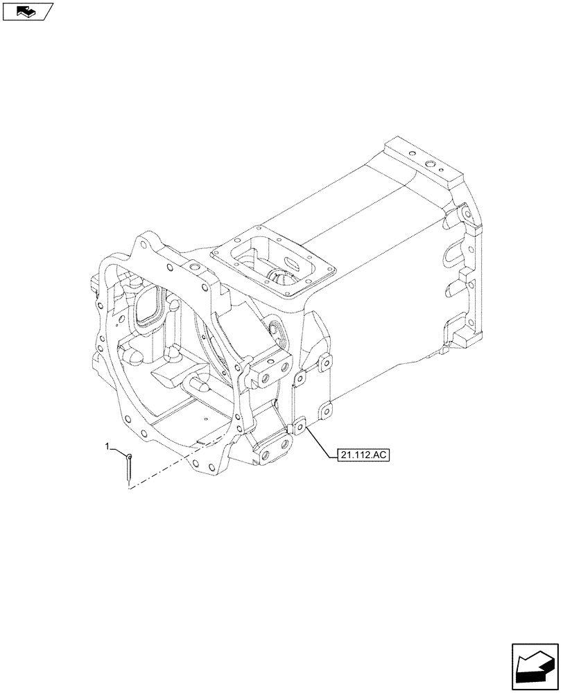 Схема запчастей Case IH MAXXUM 110 - (21.112.AC[02]) - VAR - 390283 - TRANSMISSION HOUSING, PIN (21) - TRANSMISSION