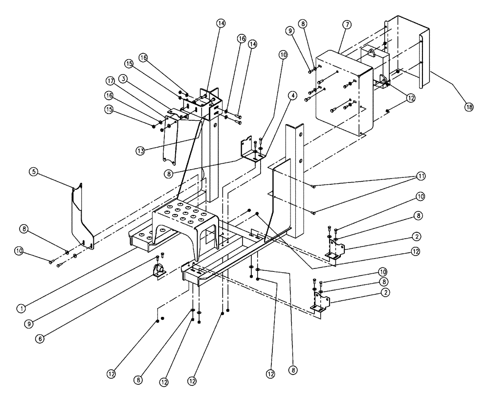 Схема запчастей Case IH FLX810 - (10-018) - PUMP STATION GROUP BRACKET, 60’ & 70’ Wet Kit