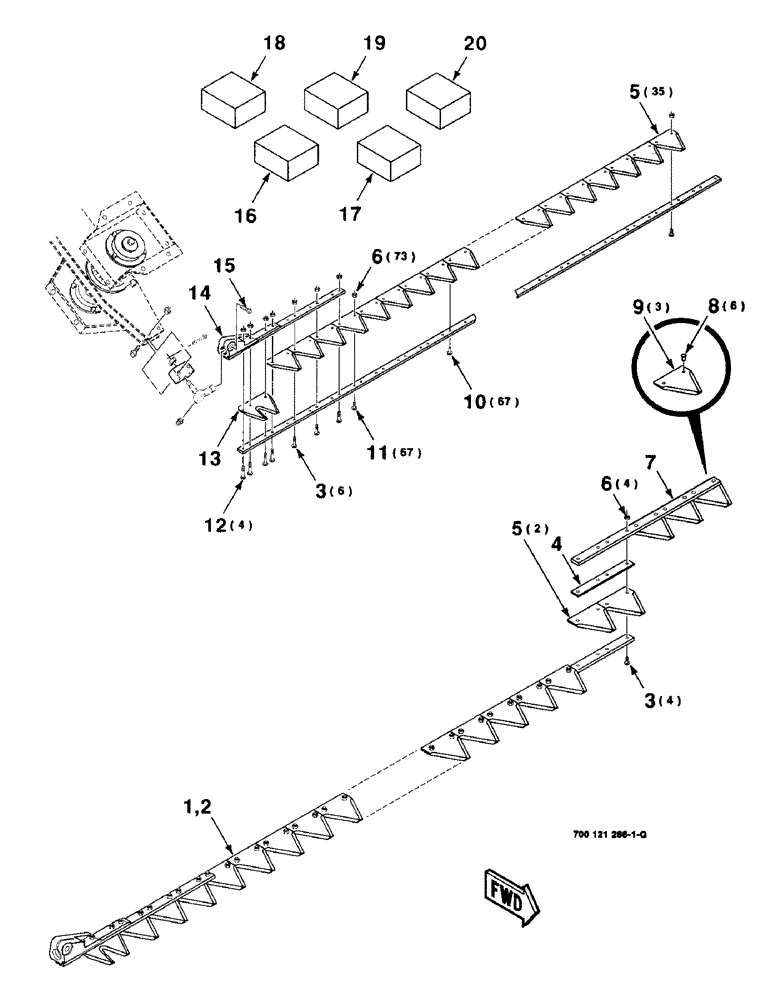 Схема запчастей Case IH 8820 - (5-26) - SICKLE ASSEMBLY, RIGHT, 21 FOOT (09) - CHASSIS