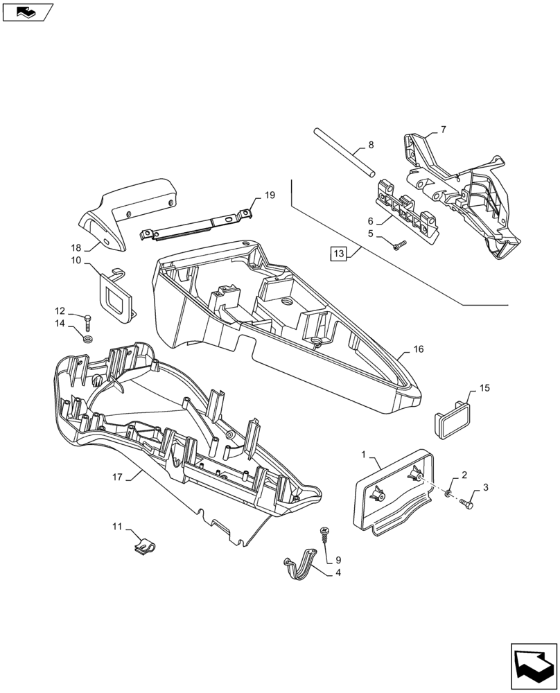 Схема запчастей Case IH MAXXUM 120 - (90.151.AH[05]) - VAR - 330668, 332023, 332024 + STD - ARMREST CONTROL UNIT - COVERS (90) - PLATFORM, CAB, BODYWORK AND DECALS