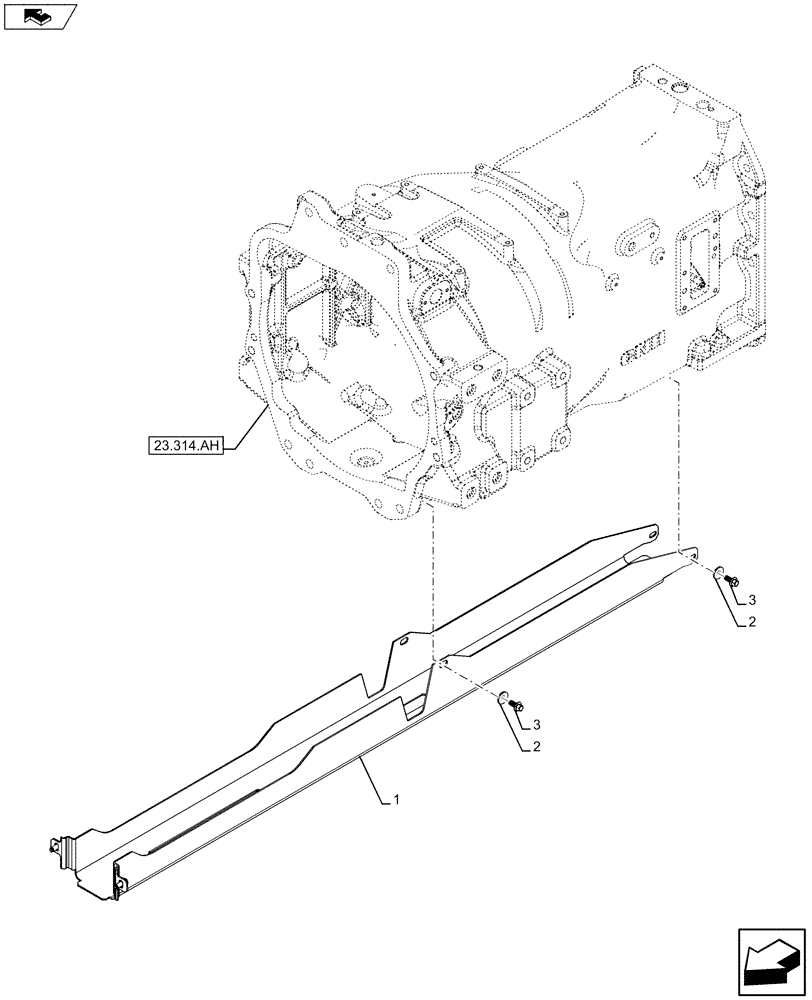 Схема запчастей Case IH MAXXUM 120 - (23.314.AG[04]) - VAR - 390201 - DRIVE SHAFT, COVERS (23) - FOUR WHEEL DRIVE SYSTEM