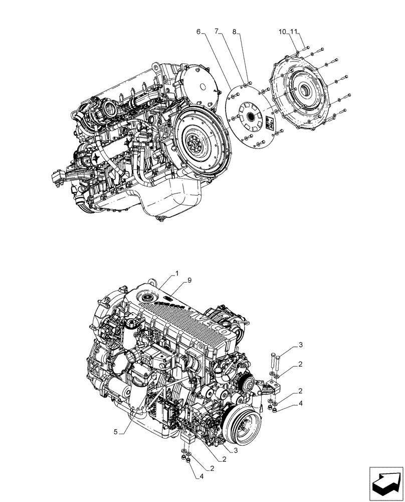 Схема запчастей Case IH F2CFA613A E001 - (10.001.AD[01]) - COMPLETE ENGINE (10) - ENGINE