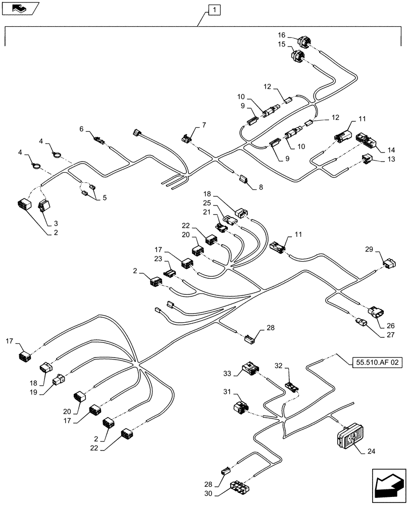 Схема запчастей Case IH MAGNUM 340 - (55.510.AF[04]) - CAB HARNESS - ASN ZDRD02583 (55) - ELECTRICAL SYSTEMS