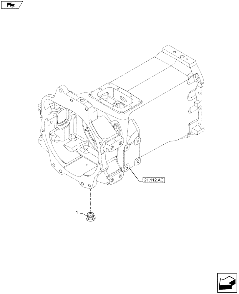 Схема запчастей Case IH MAXXUM 110 - (21.112.AC[03]) - VAR - 390283 - TRANSMISSION HOUSING, PLUG (21) - TRANSMISSION