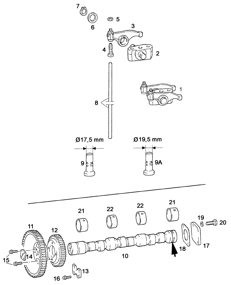 Схема запчастей Case IH C55 - (02-19[01]) - VALVE MECHANISM - CAMSHAFT (02) - ENGINE