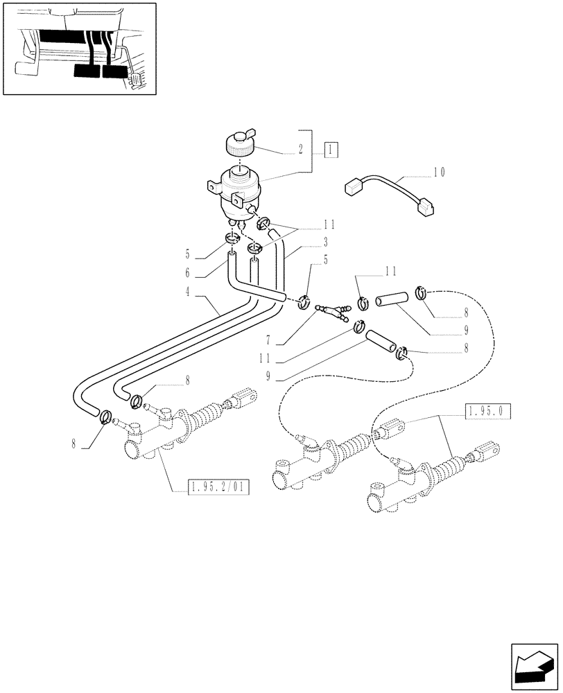 Схема запчастей Case IH MXU100 - (1.95.2/01[02]) - (VAR.110-120-300-300/1) TRANSMISSION 12X12 - HYDRAULIC CLUTCH CONTROLS (10) - OPERATORS PLATFORM/CAB