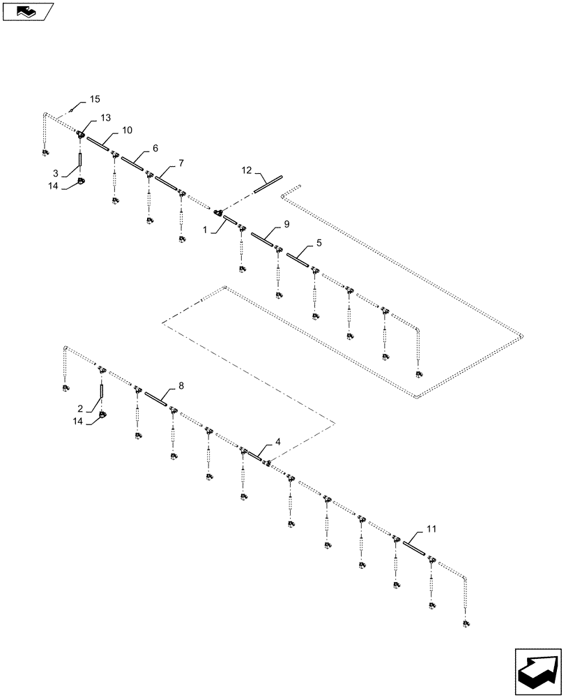 Схема запчастей Case IH 1245 - (79.105.AI[07]) - PNEUMATIC DOWN PRESSURE AIR LINES FOR 30" SPLIT ROW 12/23 (79) - PLANTING