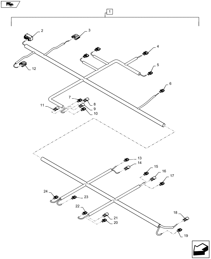 Схема запчастей Case IH 1245 - (55.101.AC[01]) - FRAME HARNESS (55) - ELECTRICAL SYSTEMS