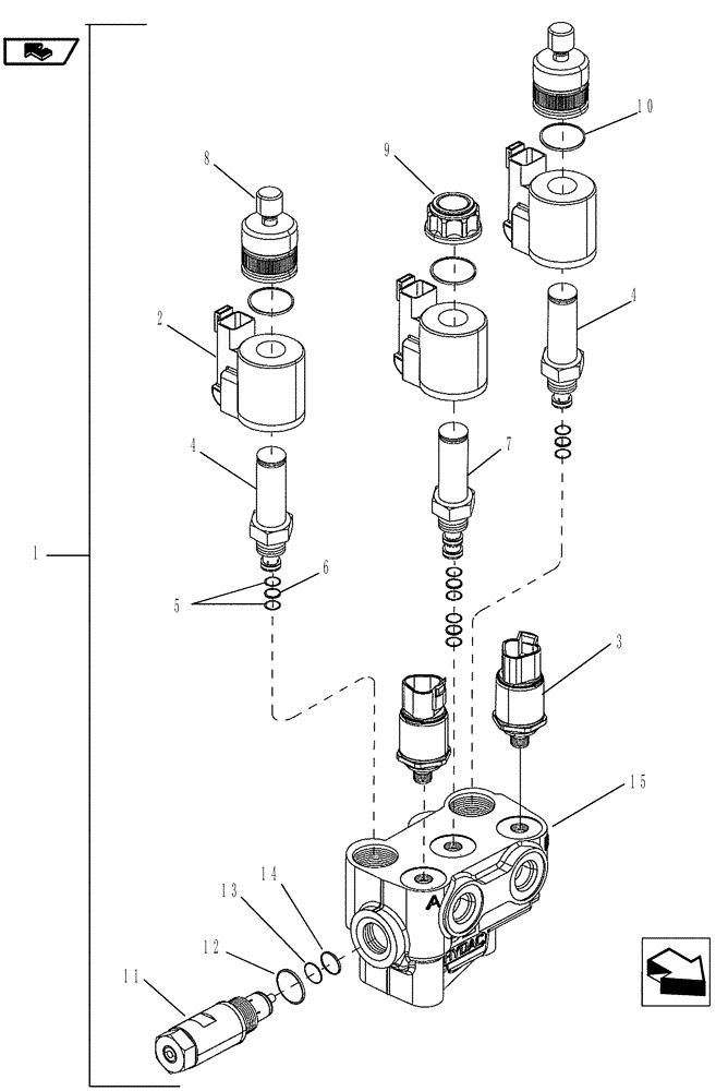 Схема запчастей Case IH MAGNUM 225 - (23.202.08) - VALVE ASSEMBLY, SUSPENDED AXLE CONTROL (23) - FOUR WHEEL DRIVE SYSTEM