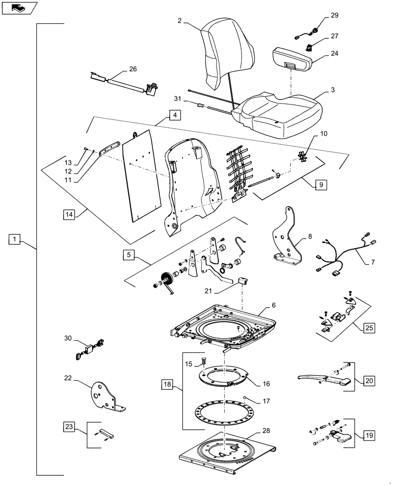 Схема запчастей Case IH STEIGER 485 - (09-25) - SEAT - CUSHION ASSEMBLY (09) - CHASSIS