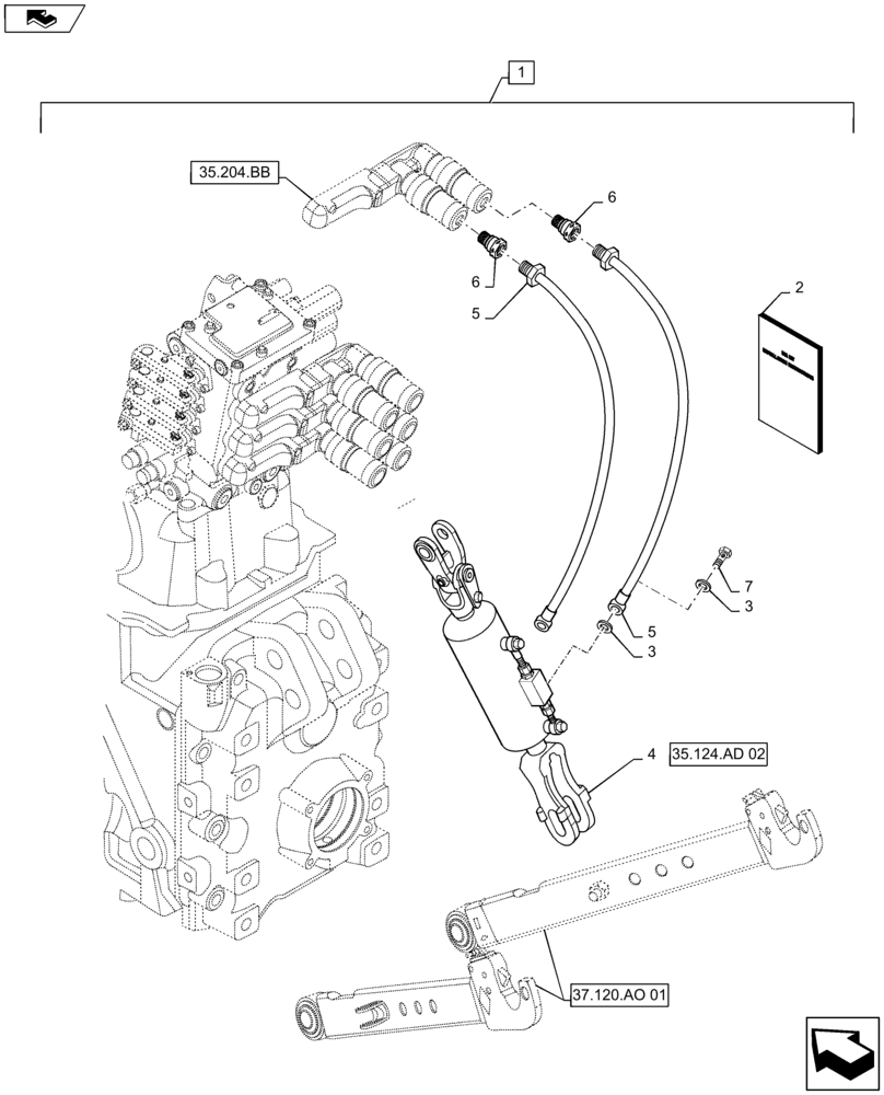 Схема запчастей Case IH MAXXUM 110 - (88.100.35[07]) - REAR, DIA KIT - REAR HYDRAULIC ADJUSTABLE RH LIFT LINK 16X16 (88) - ACCESSORIES