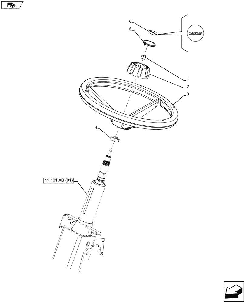 Схема запчастей Case IH MAXXUM 120 - (41.101.AJ[02]) - VAR - 332384, 335283, 391152, 391630 - STEERING WHEEL, STANDARD (41) - STEERING