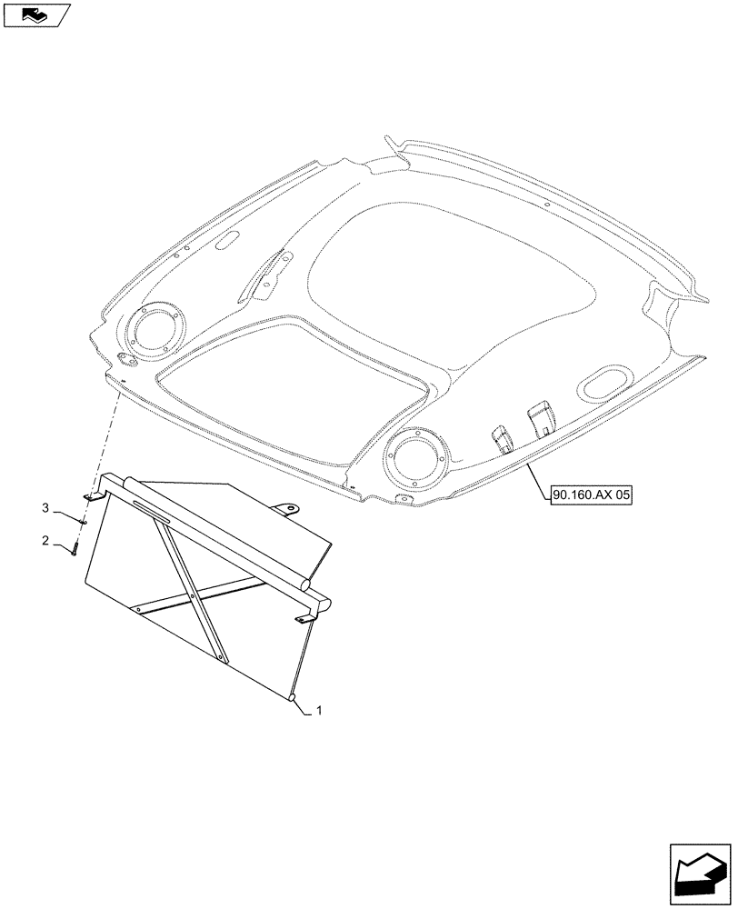 Схема запчастей Case IH MAXXUM 120 - (90.151.AE[02]) - SUN CURTAIN FOR ROOF WITH LOW PROFILE (90) - PLATFORM, CAB, BODYWORK AND DECALS