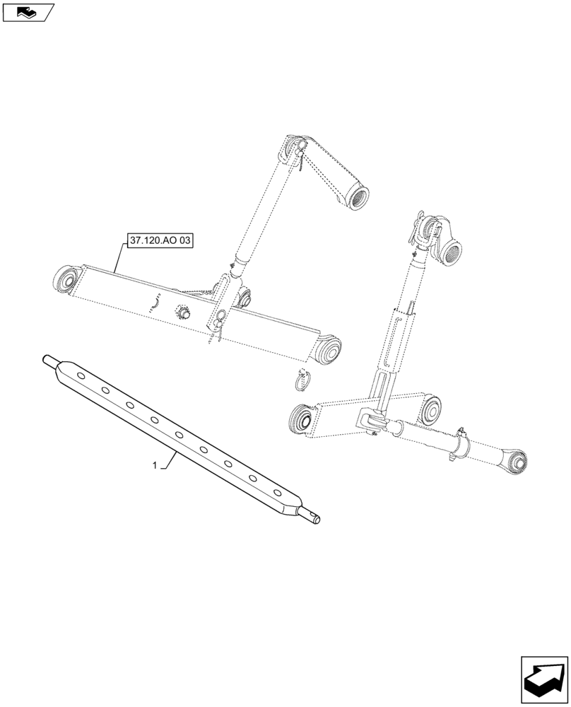 Схема запчастей Case IH MAXXUM 120 - (37.120.AO[04]) - VAR - 330933 - LINKAGE DRAWBAR (37) - HITCHES, DRAWBARS & IMPLEMENT COUPLINGS