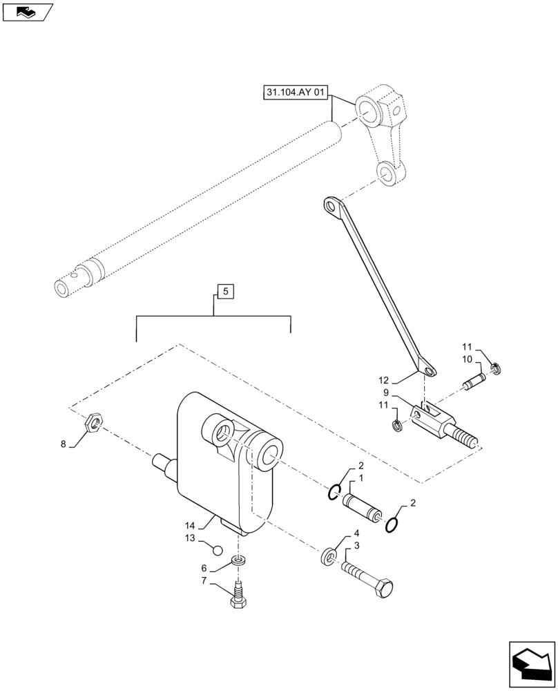 Схема запчастей Case IH MAXXUM 115 - (31.104.AY[02]) - VAR - 331802, 332802, 743679 - GROUND SPEED PTO - SUPPORT ASSEMBLY WITH VALVE (31) - IMPLEMENT POWER TAKE OFF