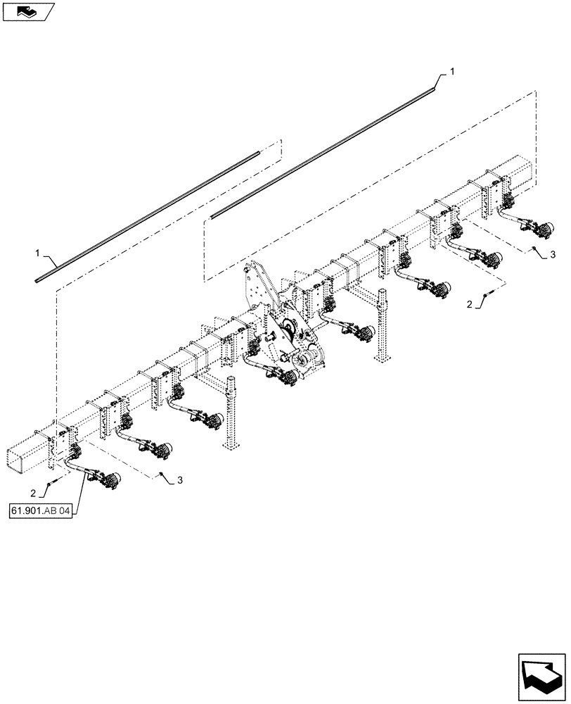 Схема запчастей Case IH 1215 - (61.901.AF[12]) - METER DRIVE SHAFT WITH CABLE WITH CLUTCH FOR 8 ROW 36, 38, 40 (61) - METERING SYSTEM