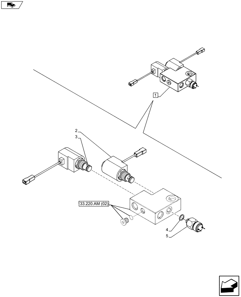 Схема запчастей Case IH MAXXUM 110 - (55.032.AB) - VAR - 331723, 332302, 744785 - TRAILER BRAKE VALVE, COMPONENTS (55) - ELECTRICAL SYSTEMS