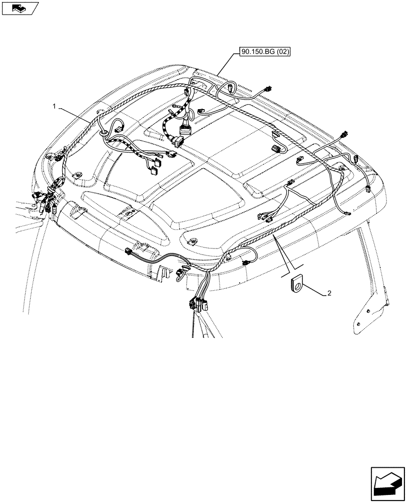 Схема запчастей Case IH MAXXUM 120 - (55.510.AH[03]) - VAR - 330571, 331515, 335789, 392500 - ROOF HARNESS (55) - ELECTRICAL SYSTEMS